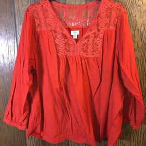 Flowy/lace women’s plus top burnt orange